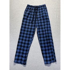 Chaps Flannel Pajama Pants Mens M Blue Plaid Check Sleepwear Drawstring Waist